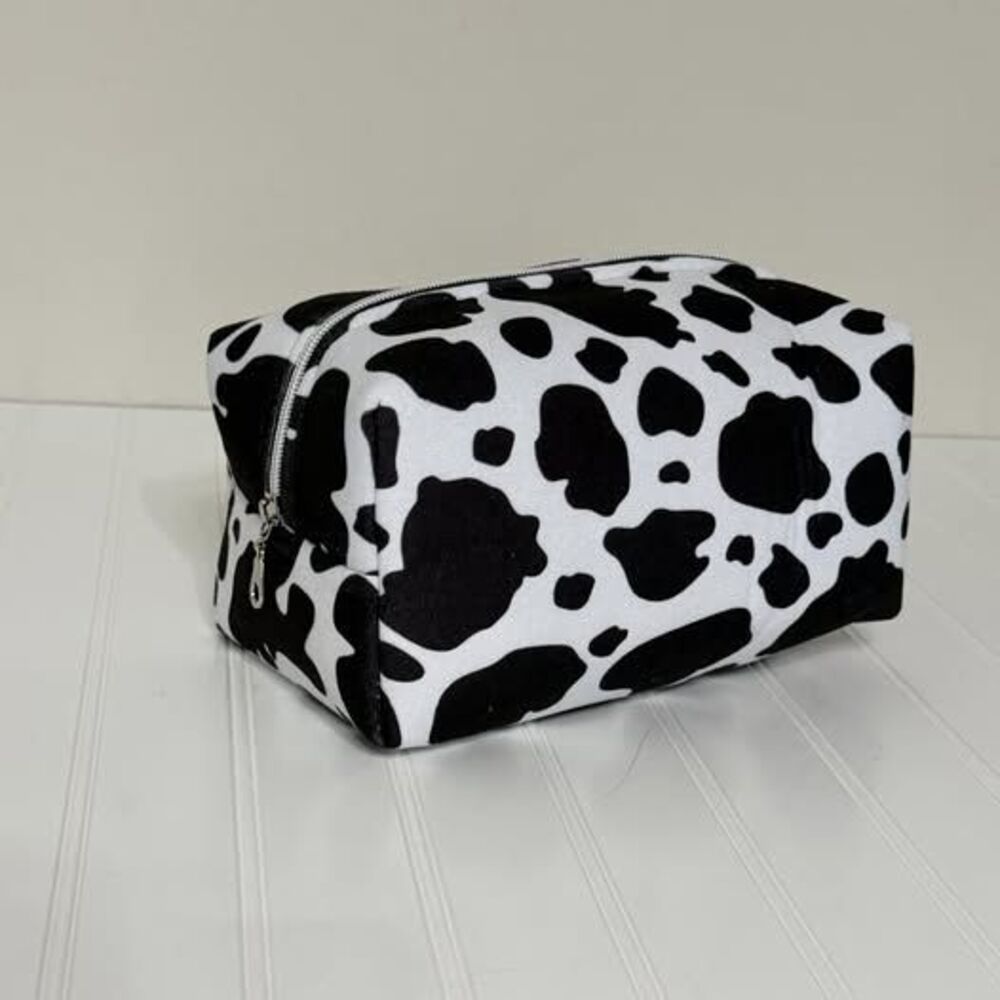 🐄 Cow Print Large Boxy Bag | Cosmetic Bag | Travel Organizer